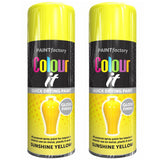 2X Paint Factory Sunshine Yellow Gloss Spray Paint 250ml