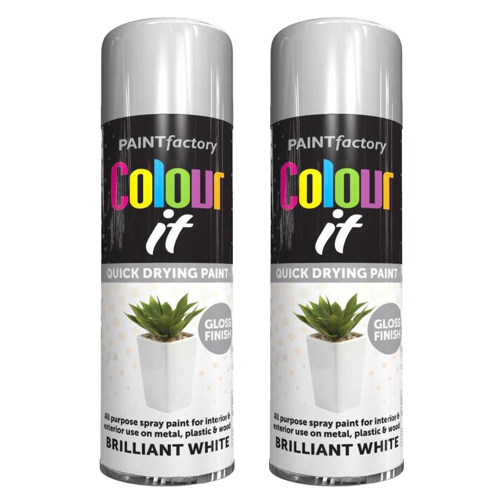 2X Paint Factory White Gloss Spray Paint 250ml