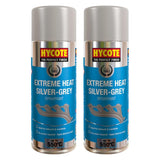 2X Hycote Extreme Heat Silver Grey Spray Paint 400ml