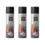 3X Promatic Satin Black Spray Paint 500ml