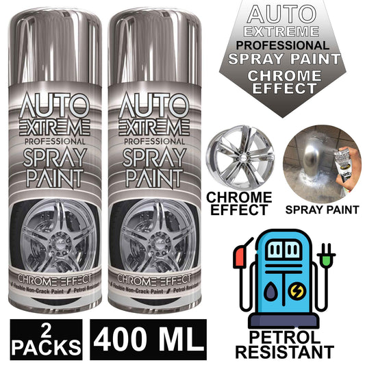 2X Chrome Auto Spray Paint 400ml