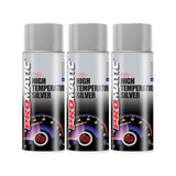 3X Promatic Silver High Temperature Spray Paint 400ml