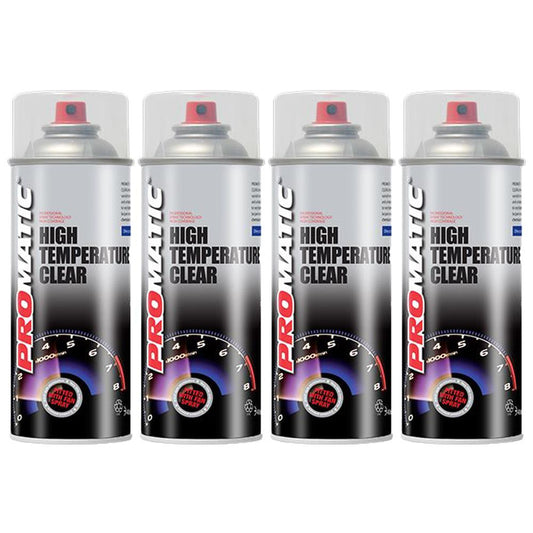 4X Promatic Clear High Temperature Spray Paint 400ml