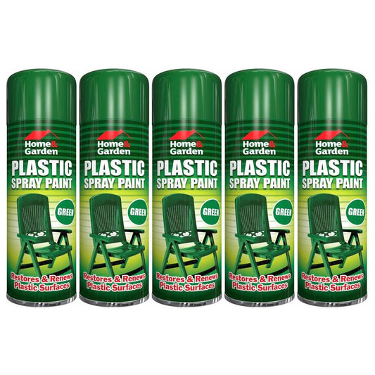 5X Home & Garden Plastic Green Spray Paint 300ml