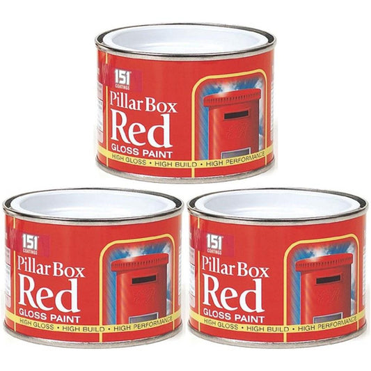 3X Pillar Box Red Paint Tin 180ml