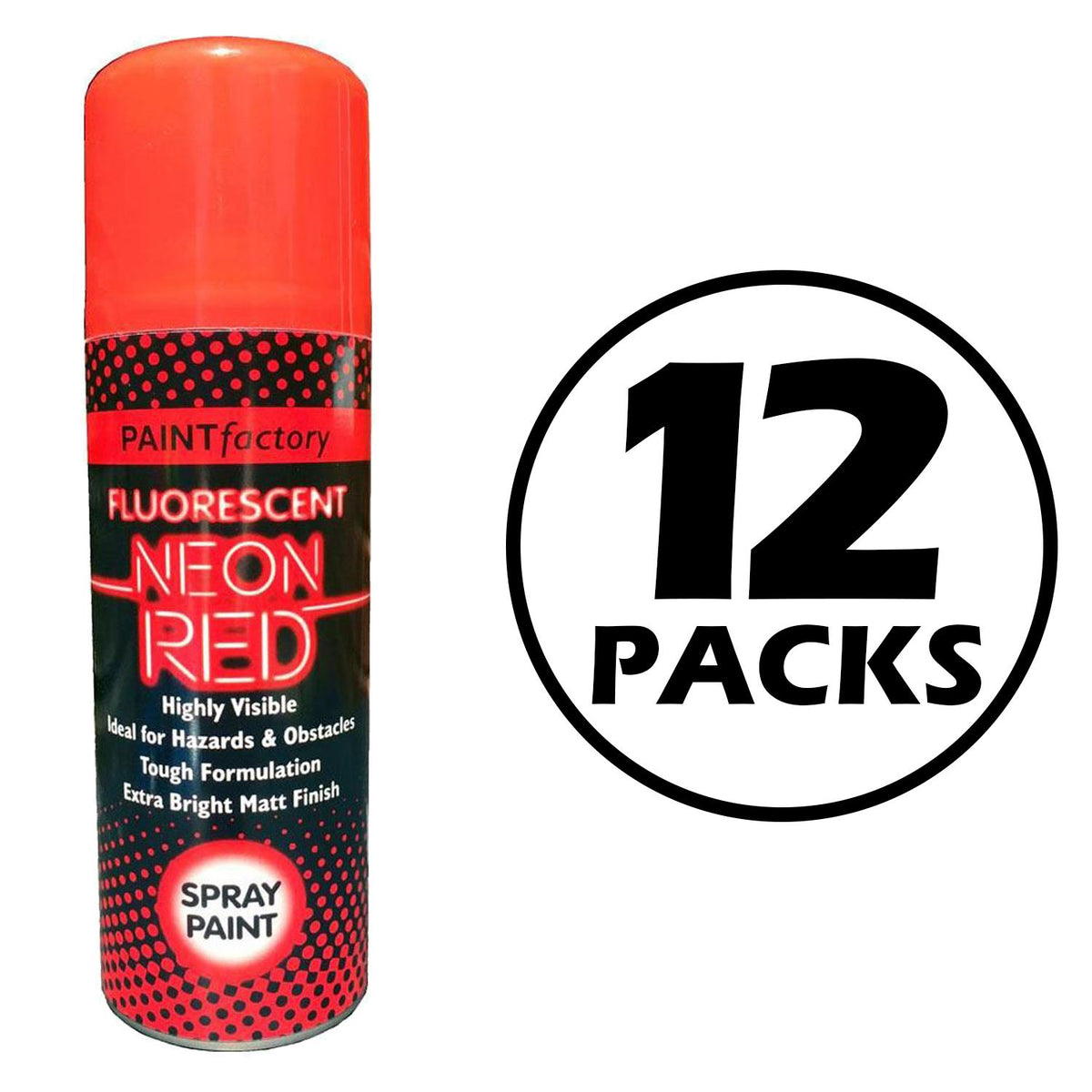 12X Paint Factory Red Fluorescent Neon Spray Paint 200ml