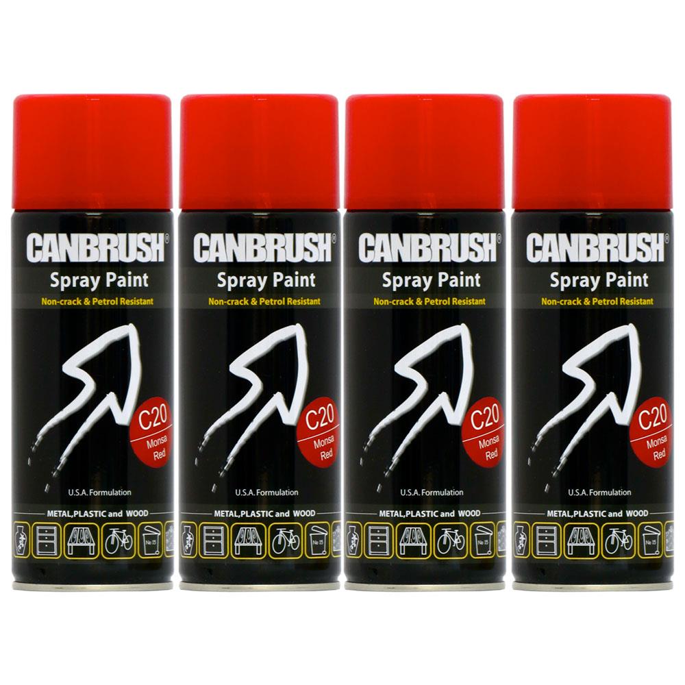 4X Canbrush C20 Monsa Red Spray Paint 400ml