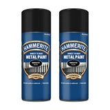 2X Hammerite Smooth Black Spray Paint 400ml