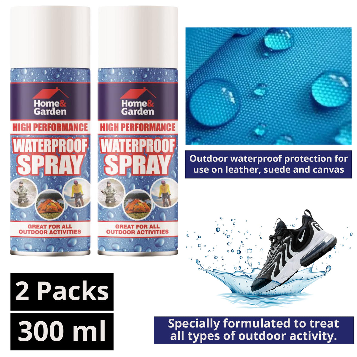 2x H&G Waterproof Spray 300Ml