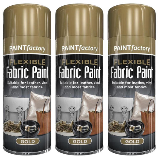 3X Paint Factory Gold Flexible Fabric & Vinyl Spray Paint 200ml