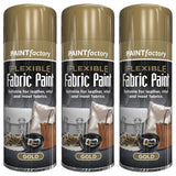 3X Paint Factory Gold Flexible Fabric & Vinyl Spray Paint 200ml