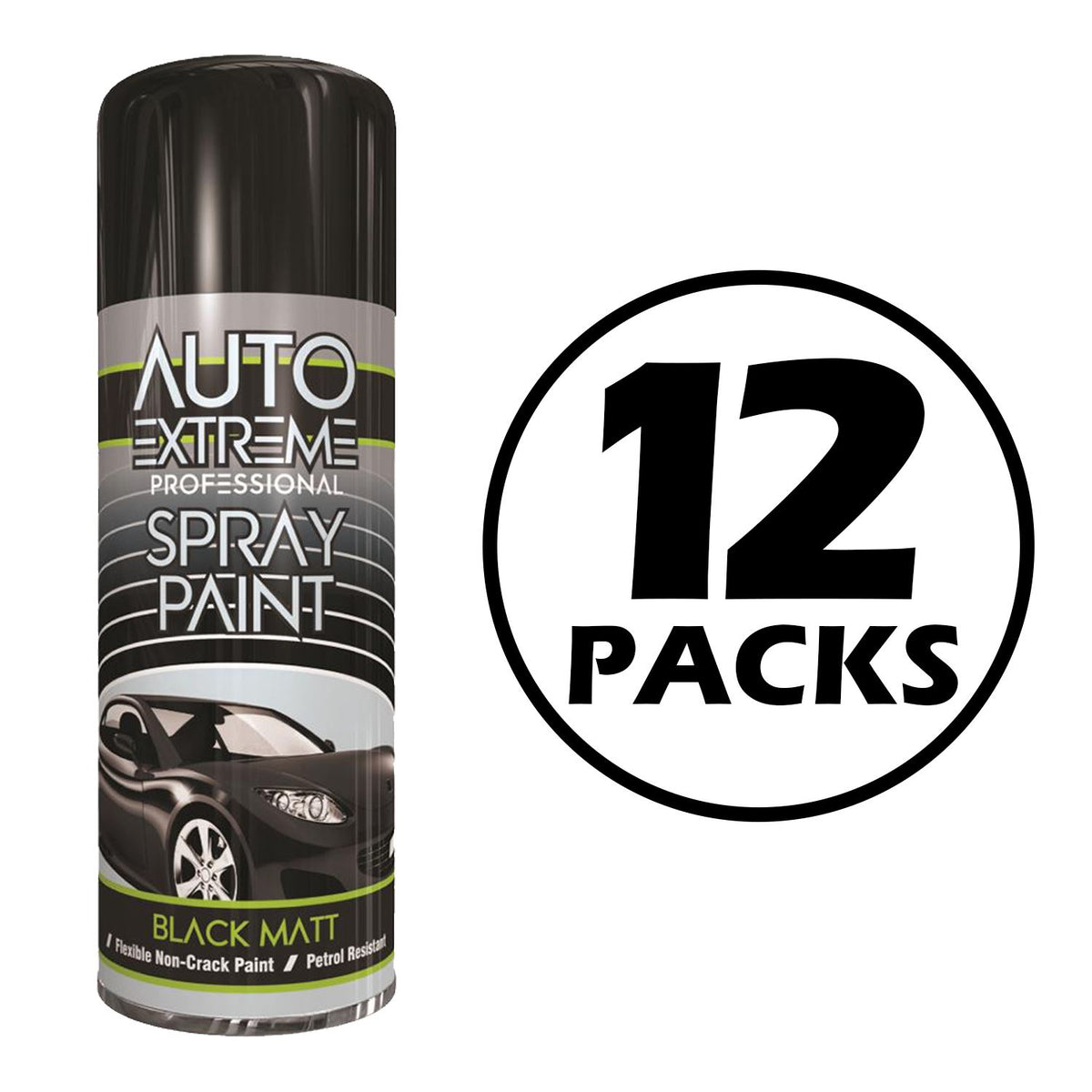 12X Auto Extreme Black Matt Spray Paint 400ml