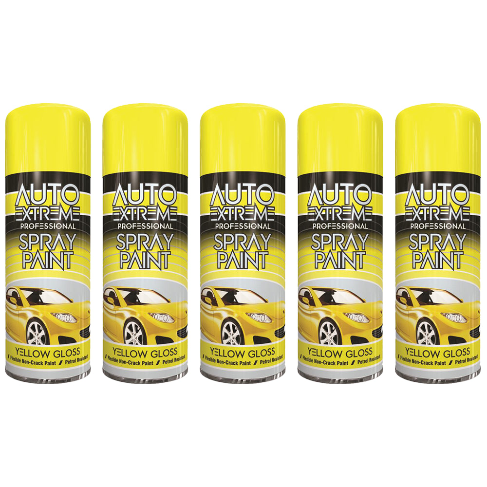 5X Auto Extreme Yellow Spray Paint 400ml