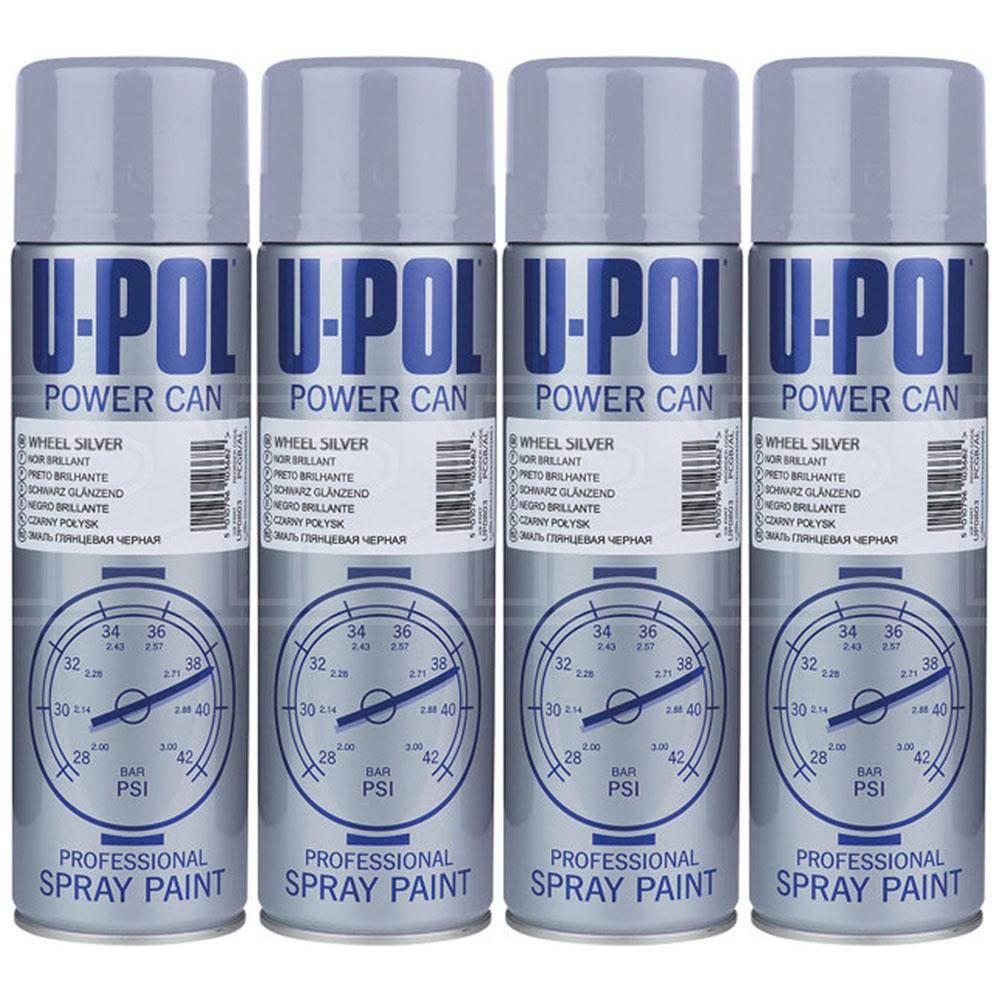 4X Upol Power Can Wheel Silver Spray Paint 500ml