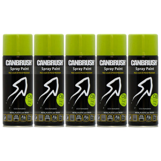 5X Canbrush C68 Green Lime Spray Paint 400ml