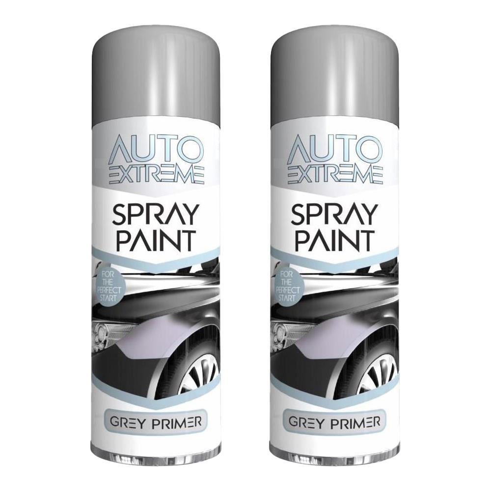 2X Auto Spray Grey Primer Spray Paint 250ml