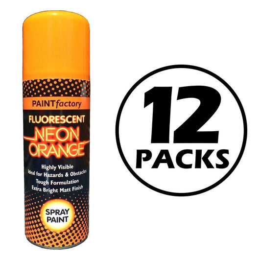 12X Paint Factory Fluorescent Neon Orange Spray Paint 200ml