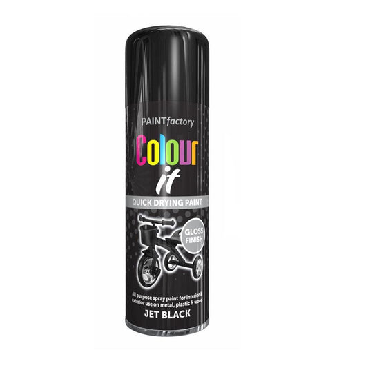 Paint Factory Jet Black Gloss Spray Paint 400ml