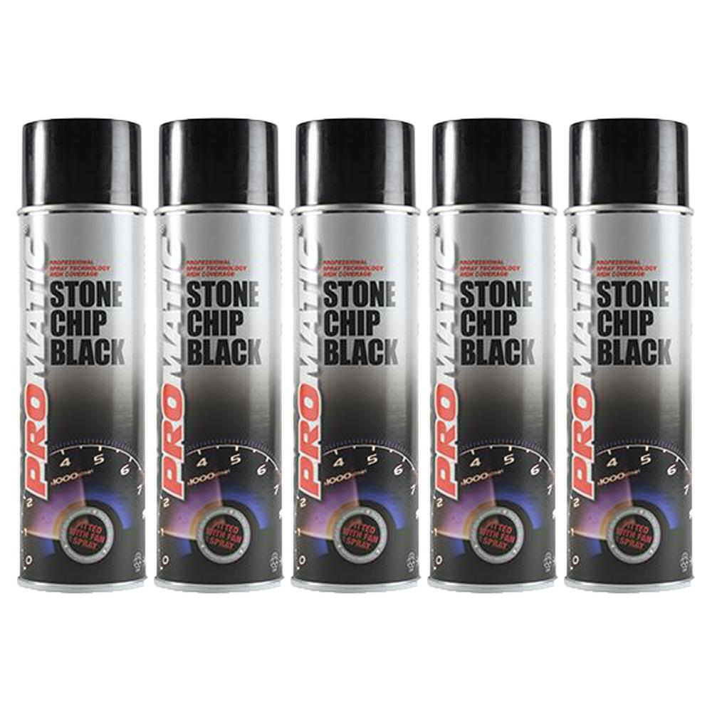 5X Promatic Stonechip Black Spray Paint 500ml