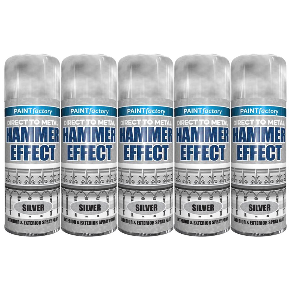 5X Paint Factory Silver Hammer Effect Paint 400ml