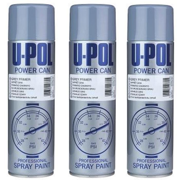 3X Upol Power Can Grey Primer Spray 500ml