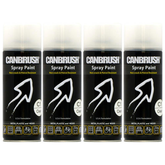 4X Canbrush C1 Clear Spray Paint 400ml