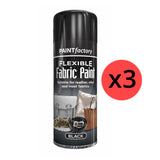 3X Black Flexible Fabric & Vinyl Spray Paint 200ml