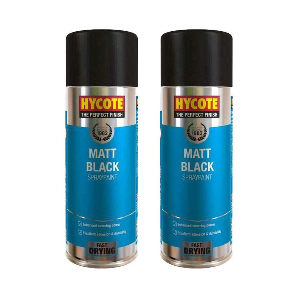 2X Hycote Matt Black Spray Paint 400ml