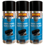 3X Hycote Gloss Black Engine Enamel Spray Paint 400ml