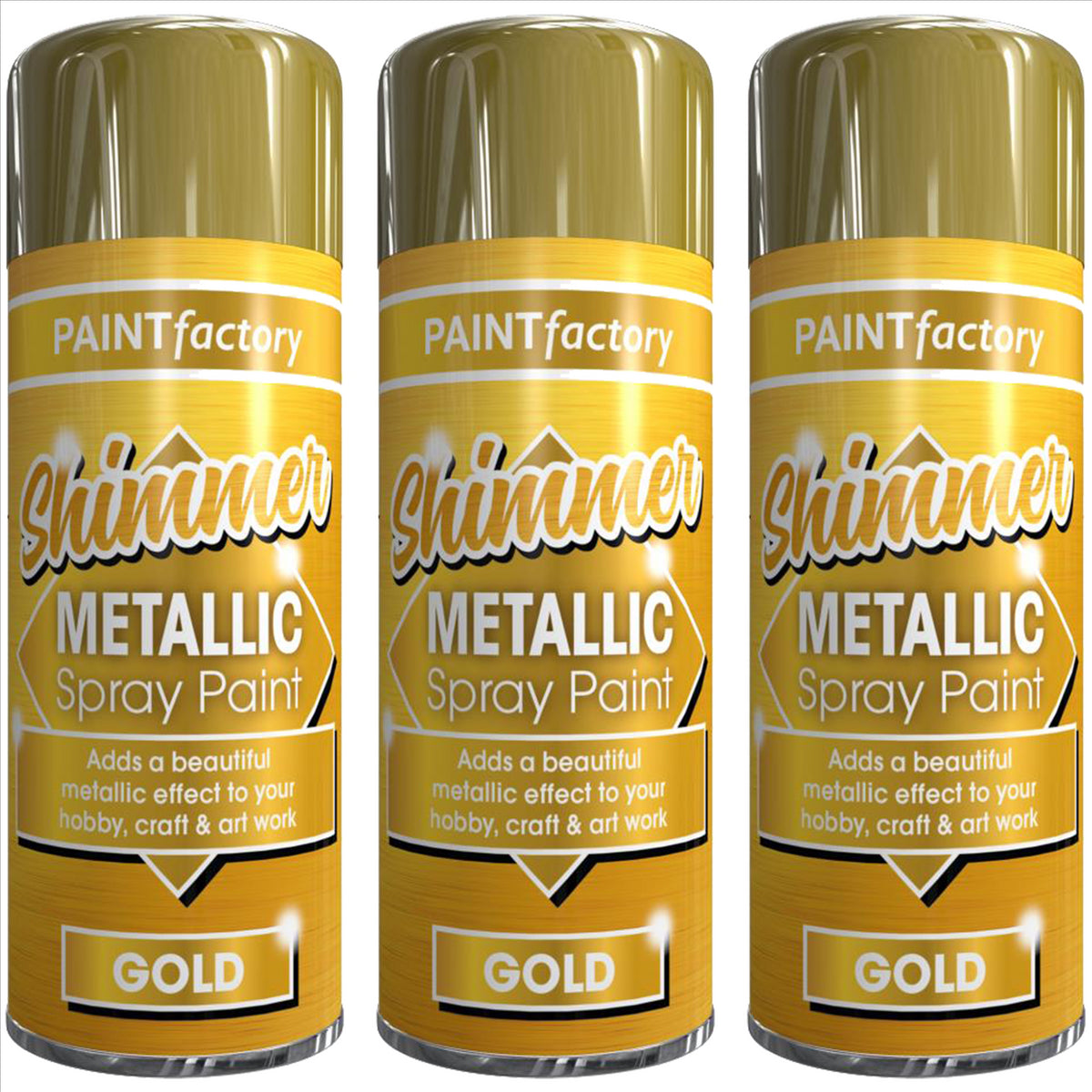 3X Paint Factory All Purpose Gold Metallic Spray Paint 200ml