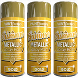 3X Paint Factory All Purpose Gold Metallic Spray Paint 200ml