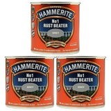 3X Hammerite No.1 Rustbeater Grey 250ml