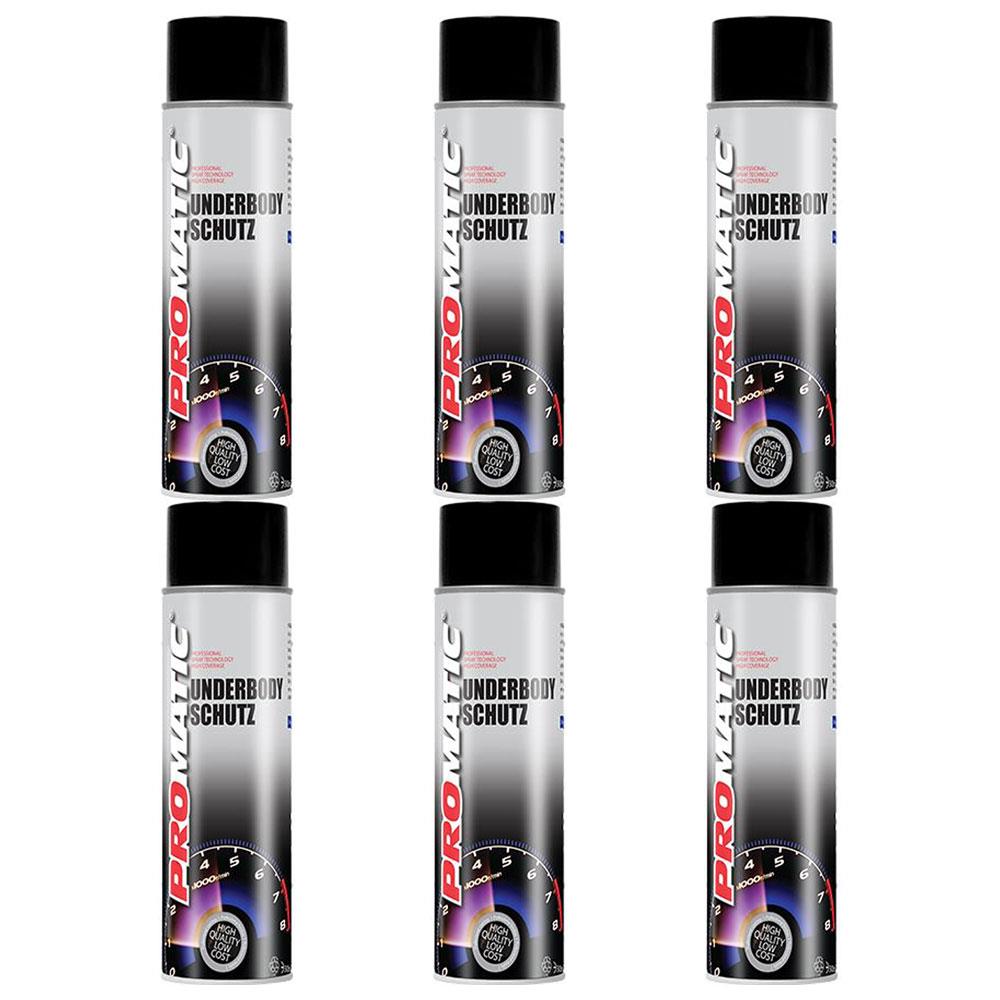 6X Promatic Black Underbody Spray Paint 500ml