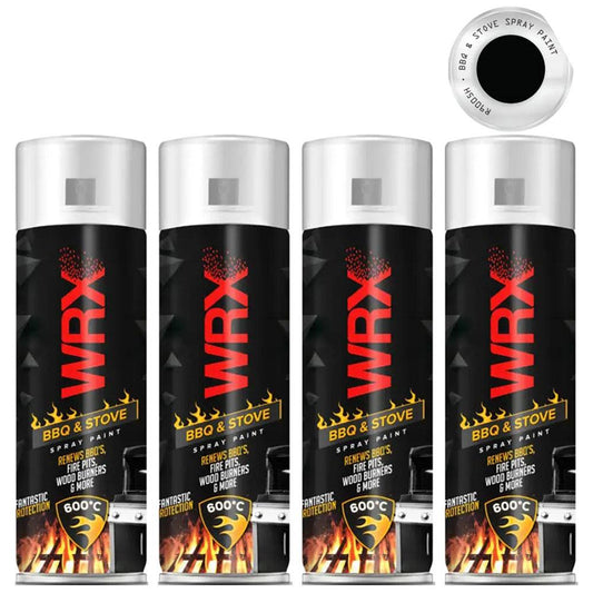 4X WRX Matt Black High Temperatures Bbq & Stove Spray Paint 400ml