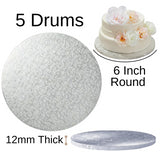 5 Board - 6" Round Cake Drums - Silver