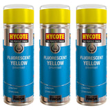 3X Hycote Fluorescent Yellow Spray Paint 400ml