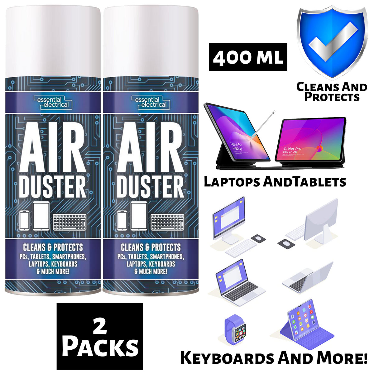 2X Air Duster Spray 400ml