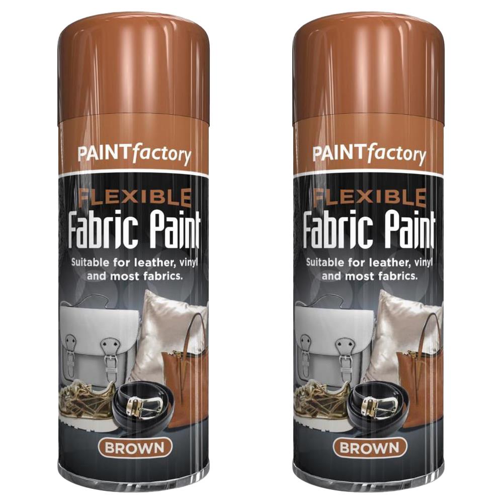 2X Brown Flexible Fabric & Vinyl Spray Paint Brown 200ml