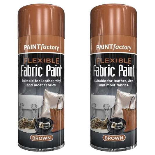 2X Brown Flexible Fabric & Vinyl Spray Paint Brown 200ml