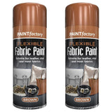 2X Brown Flexible Fabric & Vinyl Spray Paint Brown 200ml