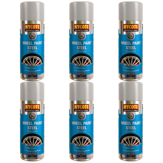 6X Hycote Wheel Paint Steel Spray Paint 400ml