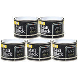 5X Matt Black Paint Tin 180ml