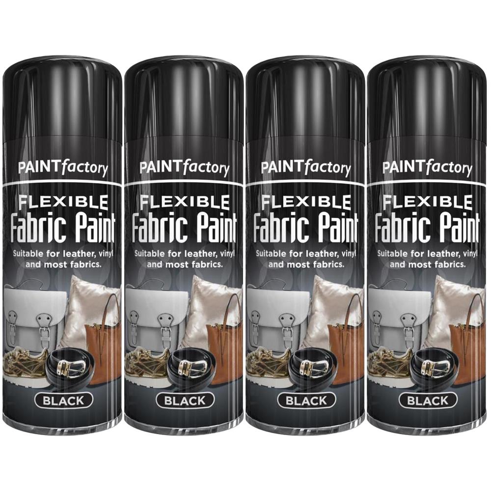 4X Black Flexible Fabric & Vinyl Spray Paint 200ml