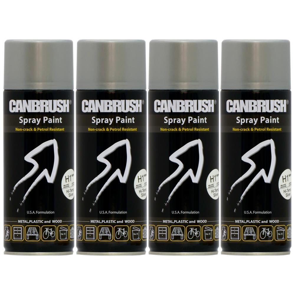 4X Canbrush H1 Hi-Temp Silver 400ml