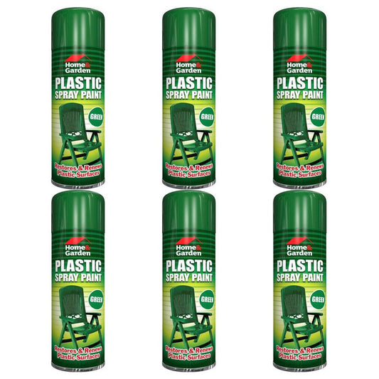 6X Home & Garden Plastic Green Spray Paint 300ml