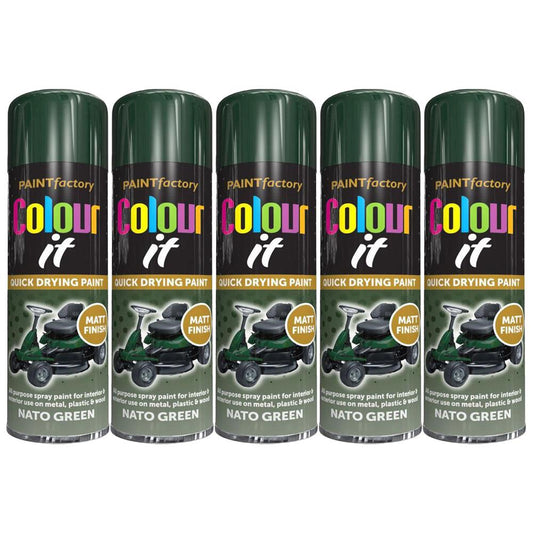 5X Paint Factory Nato Green Matt Spray Paint 250ml