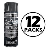 12X Paint Factory All Purpose Black Metallic Spray Paint 200ml