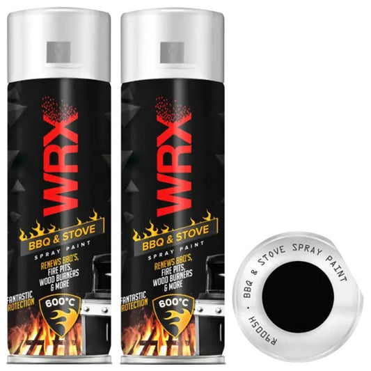 2X WRX Matt Black High Temperatures Bbq & Stove Spray Paint 400ml