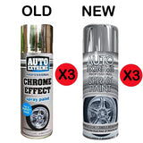 3X Chrome Auto Spray Paint 400ml