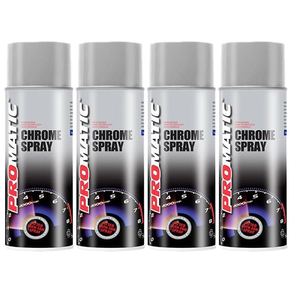 4X Promatic Chrome Spray Paint 400ml